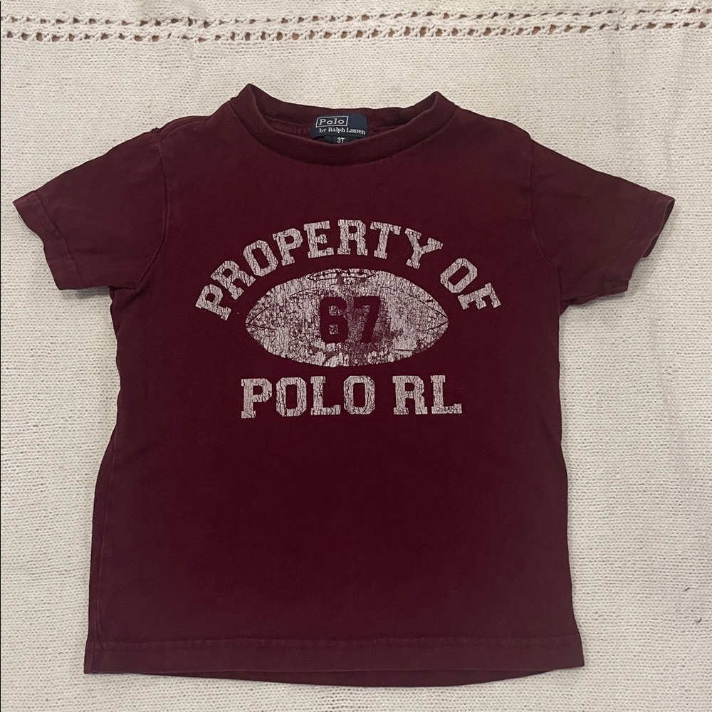Ralph Lauren 3T Kids football Maroon Graphic Tee